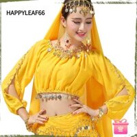 Happyleaf66 Belly Dance Top Nữ Sequin Tua Rua Dance Wear