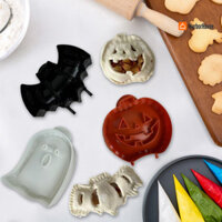 Harborhaven 3 Chiếc Mùa Thu Tay Bánh Khuôn Bộ Bột Bấm Túi Bánh Khuôn Bí Ngô Bát Ma Hình BPA-Free Halloween Cookie Cutter Kit