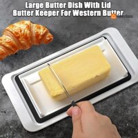 Harborhaven Đĩa Bơ Có Nắp Và Máy Cắt Khay Đựng Bơ Kín Hơi Cho Bờ Đông / Tây Kerrygold Bơ Lật-Top Hộp Đựng Bơ Bơ Cho Mặt Bàn