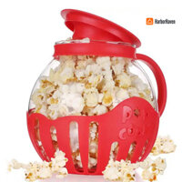 Harborhaven Glass Microwave Popcorn Popper Bình đa chức năng 3 trong 1 có nắp silicon cho bữa tiệc gia đình Chịu nhiệt độ cao BPA Dụng cụ làm bỏng ngô dễ dàng không chứa BPA
