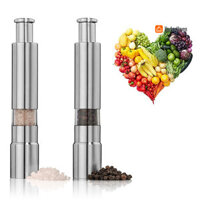 Harborhaven Kitchen Hướng dẫn sử dụng bằng thép không gỉ Thumb Push Salt Spice Sauce Grinder Pepper Mill