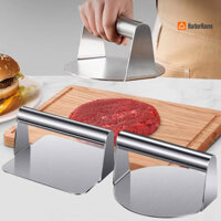 Harborhaven Thép không gỉ Hamburger Press có tay cầm Vuông tròn chống dính Cấp thực phẩm Nướng vỉ nướng Thịt xông khói Bít tết Burger Hướng dẫn sử dụng Smasher Tool Tiện ích nhà bếp