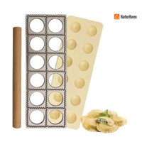 Harborhaven Tortellini Maker Press Mold Rolling Pin Set Dụng cụ làm bánh mì ống chuyên nghiệp Bánh bao Pelmeni Pierogi Potsticker Ravioli Stamp Kit