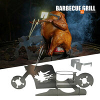 [Harborheaven] Giá đỡ gà di động sáng tạo màu bạc Xe máy nướng BBQ Giá đỡ dã ngoại