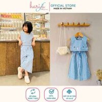 harifa Set quần áo kẻ sọc sát nách bé gái áo croptop quần ống rộng suông từ 1 đến 6 tuổi BT020