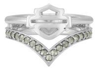 Harley-Davidson Women's Chevron Marcasite Stone Ring, Sterling Silver HDR0540