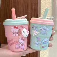 [Haroro] Cốc nước Cinnamoroll mùa hè 420ml Chai nước Sanrio Hellokitty Cốc trà dễ thương Mymelody Cốc cà phê di động đẹp mắt Cốc trà Nhãn dán học sinh Cốc rơm miệng rộng