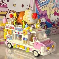 [Haroro] Hellokitty Khối xây dựng Xe đồ chơi Sanrio Tương thích với Lego Girl Heart Ice Cream Car Cure Đồ chơi giải nén Quà tặng cho bé gái Quà tặng sinh nhật Đồ chơi giáo dục nâng cao