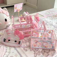 [Haroro] Hộp lưu trữ Hellokitty Hộp lưu trữ máy tính để bàn Sanrio Hộp lưu trữ Acrylic Hellokitty dễ thương Hộp đựng đồ trang sức Hello Kitty Bông tai Vòng cổ Vòng tay Hộp lưu trữ trang sức Hộp lưu trữ