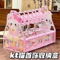[Haroro] Sanrio Hellokitty Xiaohongshu Cùng Phong Cách Hellokitty Hộp Bảo Quản Acrylic Hộp Trang Sức Bông Tai Vòng Cổ Vòng Tay Trang Sức Tổ Chức Hộp Đựng Mỹ Phẩm