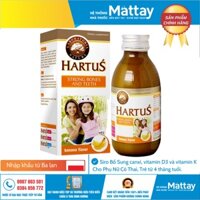 Hartus’ Strong Bones And Teeth – Siro Bổ Sung canxi, vitamin D3 và vitamin K Cho Phụ Nữ Có Thai, Trẻ từ 4 tháng tuổi.