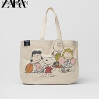 Hashidun Peanuts Túi Tote Snoopy Túi xách đeo vai dung tích lớn