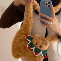 Hashidun Thiết kế thích hợp mới dễ thương túi sang trọng hoạt hình mèo màu cam túi xách nữ