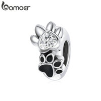 Hạt Charm Bamoer SCC1846 Bạc 925 Thật Hình Bàn Chân Thú Cưng Dùng Để Tự Làm Vòng Tay Thời Trang