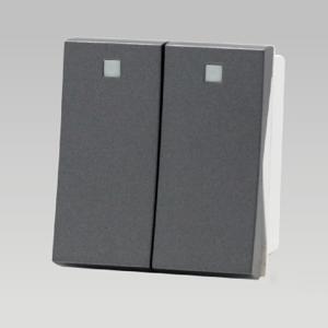 Hạt công tắc đôi đảo chiều, nhựa PC chống cháy màu xám DoBo – A66x-88616