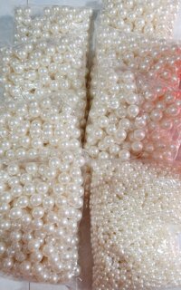 Hạt cườm hạt nhựa giả ngọc trai hạt bẹt 10mm đến 20mm gói 100gr
