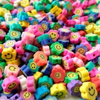 Hạt đất sét mềm hình mặt cười hoa hướng dương, hạt cầu vồng DIY, vòng tay, dây chuyền phong cách Hàn Quốc dễ thương, phụ kiện thủ công