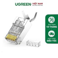 Hạt đầu bấm mạng bọc inox Cat7 thiết kế đuôi kẹp cố định vào cáp cao cấp UGREEN 70316