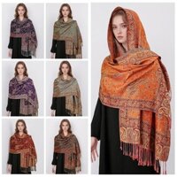 Hạt Điều Hoa Treo Whisker Tua Rua Khăn Dài Cổ Điển Khăn Cashmere Dân Tộc Giả Turban U9m5