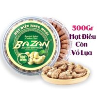 Hạt điều rang muối Bazan Bình Phước nguyên hạt dinh dưỡng A+ loại 1 hộp tròn 500g xếp hoa