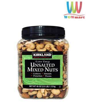 Hạt hỗn hợp không muối Kirkland Signature Unsalted Mixed Nuts 1.13kg