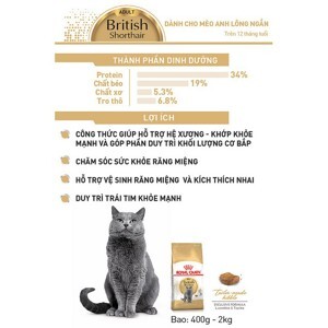 Hạt khô Royal Canin British Shorthair Adult 2kg