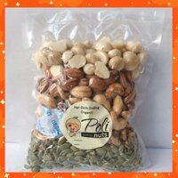 Hạt Mix 5 Loại Hạt Dinh Dưỡng (Hạnh Nhân Rang, Macca Sấy, Điều Rang Muối, Nhân Óc Chó, Nhân Bí Xanh) Túi 500g Giá Tốt