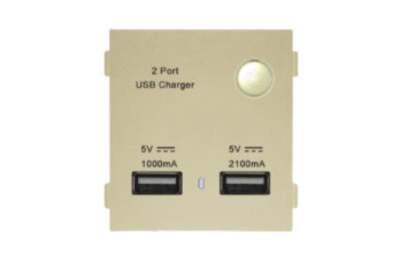 Hạt ổ cắm đôi USB màu vàng EL-U02
