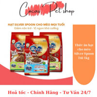 Hạt Silver Spoon [1kg] Thức ăn hạt cho mèo Nhật Bản vị cá ngừ, thịt gà, giảm nôn trớ