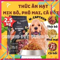 Hạt thức ăn cún cưng Captain (Túi 2.5Kg) trộn lẫn thịt bò, phô mai, cá hồi, rau củ - Tổng Kho Soup Cho Mèo