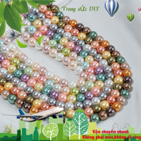 Hạt vỏ tự nhiên hỗn hợp màu Maillard trắng xám tím hồng kẹo cầu vồng rời hạt DIY làm bằng tay chất liệu Vòng cổ ngọc trai