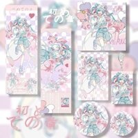 Hatsune Miku Hatsune Miku Fantasy Hàng hóa hai chiều Cô gái Hatsune Móc khóa Thanh Hatsune Laser Vé Bộ sáu mảnh Bộ sưu tập quà tặng