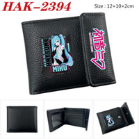 Hatsune Miku Team Hoạt Hình Da Pu Đơn Giản Nút Đen Trẻ Em Ví Đựng Tiền Xu Sinh Viên