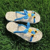 Hầu hết Dép Bên Ngoài Mặc Dây Gai Dầu Handmade Ống Hút Sandal Nữ20250326