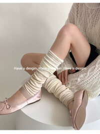 Have u desgin Xuân Hè Phiên Bản Hàn Quốc Cotton Dệt Kim Chân Bao Lưới Dài Tất Khâu Cọc Tất Nữ Màu Trơn Phù Hợp Tất Bê Tất