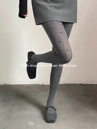 Have u desgin Xuân Thu Mè Xám Quần Tất Màu Xám Trái Tim Tình Yêu Đáy Tất Thời Trang Influencer ins Tất Nữ