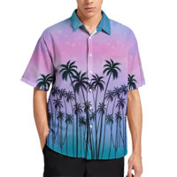 Hawaii 3D Cây Dừa Áo Nam Mùa Hè Đi Biển Quần Áo Đường Phố Ngoài Trời Đảng Áo Sơ Mi Nam Quần Áo Aloha Áo Sơ Mi