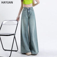 HAYUAN quần ống rộng quần nữ jean Vintage thời trang phổ biến Minimalist WNK2490A6B 36Z240907