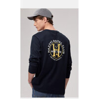 Hazzys Hàng sẵn có Áo thun nam dài tay cổ tròn màu trơn phiên bản Hàn Quốc Loose Top 5109