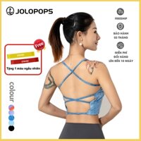 HB0308 Áo croptop thể thao nữ tay ngắn đan dây chéo lưng tập gym yoga aerobic Áo tập gym