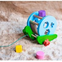 HB488-ĐỒ CHƠI - ỐC SÊN KÉO THẢ HÌNH KHỐI Đồ chơi gỗ an toàn, sáng tạo, phát triển trí tuệ, thông minh cho trẻ