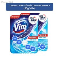 [HC GIFT]  Combo 2 Viên Tẩy Bồn Cầu Vim Power 5 Sạch Khuẩn Thơm Mát (55g/viên) - Hương Biển Xanh        "