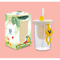 [HC Gift] Ly thủy tinh lọc trà kèm ống hút (mẫu ngẫu nhiên)