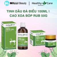 HC Healthy Care Emu Heat Oil 100ml | Emu Heat Rub 50g - Tinh Dầu Đà Điểu 100ml | Cao Xoa Bóp Đà Điểu 50g