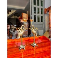 [HC0] Cặp Hạc Thờ Gia Tiên Bằng Đồng Thương Hiệu Vĩnh Tiến Cao 28cm