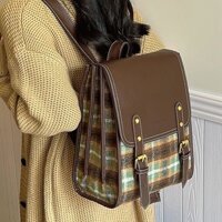 (HC02) Balo Nữ Đeo Vai Kẻ Caro Phong Cách Vintage Dành Cho Nữ