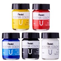 HCKT [THANH LONG] - Bộ 5 màu cơ bản Poster PENTEL hũ 30ml Xanh / Đỏ / Vàng / Đen / Trắng