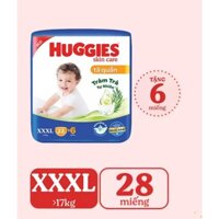 HCM - (22+6 Miếng/Gói) - Tã quần Huggies XXXL22 Skin Care Tràm trà tự nhiên, ngừa hăm Cho Bé Lớn Hơn 17kg