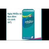 Hcm - (28cm - 16 Miếng/Gói) Combo 6 Gói Băng Vệ Sinh Whisper 16 Miếng 28cm Có Cánh Ngày Nhiều và Ban Đêm - Date Mới