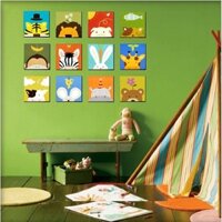 [HCM] Bộ Tranh Treo Tường 12 Con Thú Kích Thước 12 Tấm - Tranh gỗ MDF giá xưởng - Tặn kèm đinh 3 chân không khoan tường